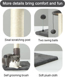 PEEKAB 32" Tall Cat Scratching Post Sisal Scratch Posts,with Hanging Ball and Self-Massage Brush Vertical Scratcher for Indoor Cats and Kittens Gray 32inches — 2