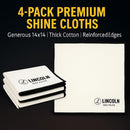 Lincoln Shoe Polish 4-Pack Shoe Shine Cloths – Heavyweight 14×14 Premium Cotton Polish & Buffing Cloth for Shoes, Leather, Boots – Reusable, Stitched Edges for Mirror Finish — 2