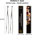 2 Pcs 12-Inch Fine Tweezer Tongs,Extra-Long Stainless Steel Tweezers Tongs — 7