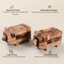 Wooden Kumiki Brain Teaser Puzzle for Adults – Handmade 3D Interlocking Wooden Puzzle Game – Classic Japanese Logic Puzzle – Mind Challenge Gift for Adults, Wooden Desk Toy & Decor (Pig) — 4
