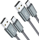 USB Type C Cable,(2-Pack 3FT) USB C Charger Cable Nylon Braided Fast Charging Sync Cord Compatible iPhone 17 Air/16 Pro Max Samsung Galaxy S10 Plus,Google Pixel 2(Gray) 1