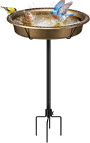 VIVOHOME Oval Bird Bath for Outside with Metal Ground Stake, Copper