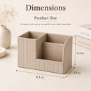 KINGFOM Desk Pen Organizer Office Supplies Caddy Pu Leather Multi-function Storage Box Pen/Pencil,Cell phone, Business Name Cards Remote Control Holder (Mocha Beige) — 3