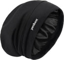 YANIBEST Slouchy Beanie Hat Satin Lined Sleep Cap Satin Bonnet Chemo Headwear Caps for Women and Men Pure Black — 1