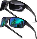 BEALER Polarized Sports Sunglasses for Men Lightweight TR90 Frame Sun Glasses Driving Cycling Fishing UV Protection Shades | Z04 Matte Black/Grey + Matte Black/Green | 62 Millimeters — 1