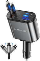 Retractable Car Charger,4 in 1 Fast Charging Car Charger with USB-C & USB-A photo 1