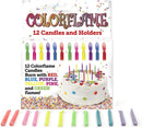 Amazing Colorflame Multicolor Happy Birthday Candles and Holders (12 Count),Unscented — 2