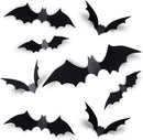 Coogam 60PCS Halloween Bats Decoration, 4 Different Sizes Realistic PVC Black 3D Scary Bat Sticker for Home Decor DIY Wall Decal Bathroom Indoor Hallowmas Party Supplies — 1