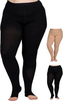 Up to 7XL Plus Size Compression Pantyhose 20-30mmHg for Women with Open Toe | 6X-Large | Black — 1