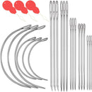 Heavy Duty Hand Sewing Needles Kit, 21 PCS Leather Sewing Needles with 15 Leather Hand Sewing Needle and 6 Curved Needle for Home Upholstery, Leather Needles for Hand Sewing | 21PCS — 1