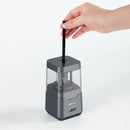 Amazon Basics Portable Electric Pencil Sharpener, Easy to Use, Versatile, Helical Blade, Auto Stop, Battery/USB Cord Operated, Black, 2.87 x 2.87 x 5.3 in — 6