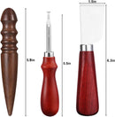 Honoson 6 Piece Leather Craft Tool Set - Includes 4 Edge Beveler, Cutting Knife, Skiving Knife, and Sandalwood Burnisher (1.5 Mm, 1.2 Mm, 1.0 Mm, 0.8 Mm) — 2