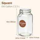 ComSaf Large Square Glass Jars with Airtight Lids 78 oz 3 Pack Wide Mouth