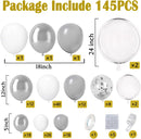 KARLURE White Silver Balloon Arch Kit Garland with Grey and Clear Balloons | White Silver Grey — 2