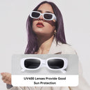 Rectangle Sunglasses for Women Men Trendy Y2K 90s Square Sun Shades UV400 | White — 5