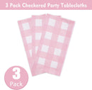 Kesfey 3 Packs Pink Gingham Tablecloth Pink and White Checkered Tablecloths 54 x 108 Inches Disposable Plastic Gingham Tablecovers Waterproof Rectangle Picnic Table Covers for Birthday Party Supplies — 5
