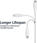 Amazon Basics 2-Pack Apple MFi Certified USB-A to Lightning Cable, Fast Charging, Data Sync, High Speed Transfer, Sturdy Design for iPhone 14 13 12 11 X Xs Pro, Pro Max, Plus, iPad, 6 Foot, White 3