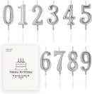 Beanlieve 10-Pieces Numeral Birthday Candles - Cake Numeral Candles Number 0-9 Glitter Cake Topper Decoration for Birthday,Wedding Anniversary,Party Celebration (Silver) — 1
