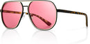 SUNGAIT Polygon Aviator Sunglasses for Men Polarized Trendy Square Sun Glasses Retro Pilot Shades UV Protection | Amber/Pink — 1