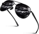 CGID Polarized Sunglasses Men Womens Pilot Style Mirrored Shades UV400 GA61 | Al-mg Frame |60mm| Black Grey | 60 Millimeters — 1