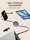 UGREEN 100W Retractable USB C Cable, Fast Charging, Black, 3.3ft 7