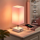 Pink Touch Table Lamp for Bedroom - Dimmable, USB C+A, Girls Bedside Lamp — 3