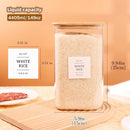 CZZGSM 2 Pack Square Glass Flour and Sugar Containers with 132 Kitchen Pantry Labels - Thicken 149 FL OZ Large Glass Storage Jars with Airtight Bamboo Lid - Big Food Canisters for Rice, Pasta, Cookie — 3