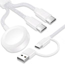 TOP-UP 3 in 2 USB C Cable for Apple Watch Charger (4FT/1.2M) – Fast Multi Charging Travel Cable Compatible with iWatch Ultra 2/SE 2/Series 11–1, iPhone 17/16/15 Series, iPad, AirPods 1