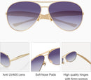 Oversized Aviator Sunglasses For Women 70s Retro 2025 Metal Shades with Gold Streamline Arms | Gold Frame - Gradient Grey Lens — 6