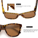 MEETSUN Polarized Sunglasses for Women Men Trendy Retro Square Shades | 3 Pack Black + Leopard + Tortoiseshell | 54 Millimeters — 7