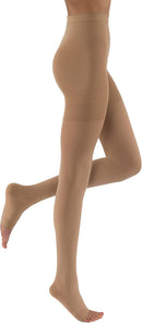 JOBST Relief 20-30 mmHg Waist High Compression Stockings - Regular Band, Open Toe | Petite | Beige | Medium — 1