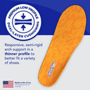 PowerStep Pulse Thin Orthotics, Arch Support Inserts, Pain Relief for Cleats & Tight Running Shoes, Insoles for Plantar Fasciitis Relief, Mild Pronation, Shin Splints, Unisex , Made in the USA - Orange/Grey — 4