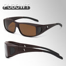 Polarized Fit Over Glasses Sunglasses for Men Women Driving Square Wrap Around Shades UV Protection Sun Eyewear PT2006 | Matte Coffee/Brown | 62 Millimeters — 6