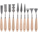 CONDA Palette Knife Set -10Pcs Stainless Steel Spatula Pallet Knife Painting Tools Metal Knives Wood Handle with Different Shapes and Sizes | 10 Piece Wood Color — 1