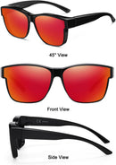 Wzerry Polarized Over Glasses Sunglasses for Women Men with Large Shades | Black/Grey + Black/Blue + Black/Red — 8