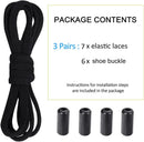ZHENTOR Elastic Shoe Laces, Elastic No Tie Shoelaces for Sneakers, One Size Fits All Adults and Kids Shoes | Black 03J | 3 Pairs — 2