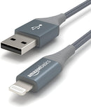 Amazon Basics USB-A to Lightning Charger Cable, Nylon Braided Cord, MFi Certified for Apple iPhone 14 13 12 11 X Xs Pro, Pro Max, Plus, iPad, 10,000 Bend Lifespan, High Speed Transfer, 6ft, Dark Gray 3