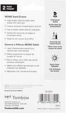 Tombow 67304 Mono Sand Eraser, 2-Pack. Silica Eraser Designed to Remove Colored Pencil and Ink Markings… — 2