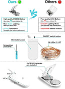 20 Pack Fairy Lights Battery Operated, 3.3ft 20 LED Mini String Lights Twinkle Lights Copper Wire Firefly Starry Lights for Mason Jars Wedding Party Christmas Centerpiece Table Decorations, Warm White | 3.3 Feet 20 LED — 2