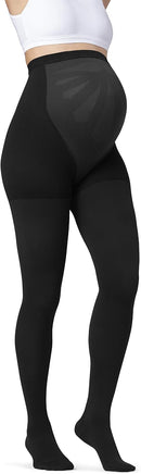 JOBST Maternity Opaque Compression Waist High Pantyhose Stockings, Closed Toe, 15-20 mmHg Moderate Support for Swollen Legs During Pregnancy, Black, Large — 1