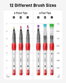 JusArt Water Brush Pens 12-Pack Leak-Proof Refillable Watercolor Pens | 12 Pcs Red — 2