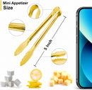 8PCS Gold Mini Metal Tongs, 5" Stainless Steel Serving Tiny Tong, Small Kitchen Accessories for Appetizer, Ice,… — 2