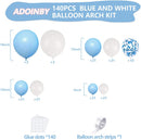 Blue and White Balloon Arch Kit, ADOINBY 140Pcs Pastel Light Blue and White Balloon Garland kit, 18 12 10 5 Inch Different Size Balloons for Baby Shower Birthday Gender Reveal Anniversary Decorations — 2