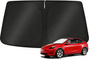 KUST Windshield Sun Shade for 2017-2026 Tesla Model Y/Model 3 Sunshade Accessories (Fit 2025-2026 Model Y Juniper / 2024 Model 3 Highland) Upgraded Foldable Sunshade, Blocks UV Rays Keep Car Cool — 1