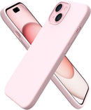 ORNARTO Compatible with iPhone 15 Case 6.1, Slim Liquid Silicone 3 Layers Full Covered Soft Gel Rubber Phone Case, Anti-Scratch Shockproof Protective Cover 6.1 Inch, Chalk Pink — 1