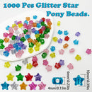 MIIIM 1000 Pcs Glitter Star Pony Beads Shapes for Friendship Bracelet, Large Hole Kandi Beads for Hair Braids,… — 2