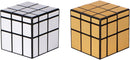 AHYUAN Mirror Speed Cube Set Magic Cube 2Pack Dysmorphism 3x3x3 Mirror Golden Wheel Cube and Silver Cube Twist Speed Cube Bundle Puzzle Games Toy for Children and Adults (Classic Edition) — 1