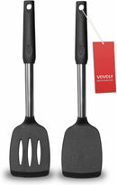 2 Pack Spatulas, Solid & Slotted Silicone Spatula Set, Stainless Steel Handle Coated with Silicone, Non Stick… — 1