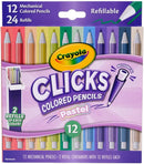 Crayola Clicks 2.0mm Mechanical Colored Pencil Set, 12 Pastel Colors, Cute School Supplies for Teachers, 24 Replacement Cores, Ages 6+ | Click Mechanical Pencil — 1