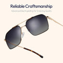 ZENOTTIC Polarized Aviator Sunglasses for Men: UV400 Protection Trendy Anti-Glare Shades - Driving Fishing Golf Fashion | Gold Frame Blue Lenses — 5